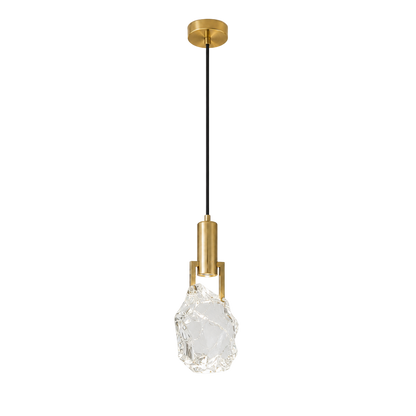 Modern Crystal Stone Mini Pendant Light in Black or Gold