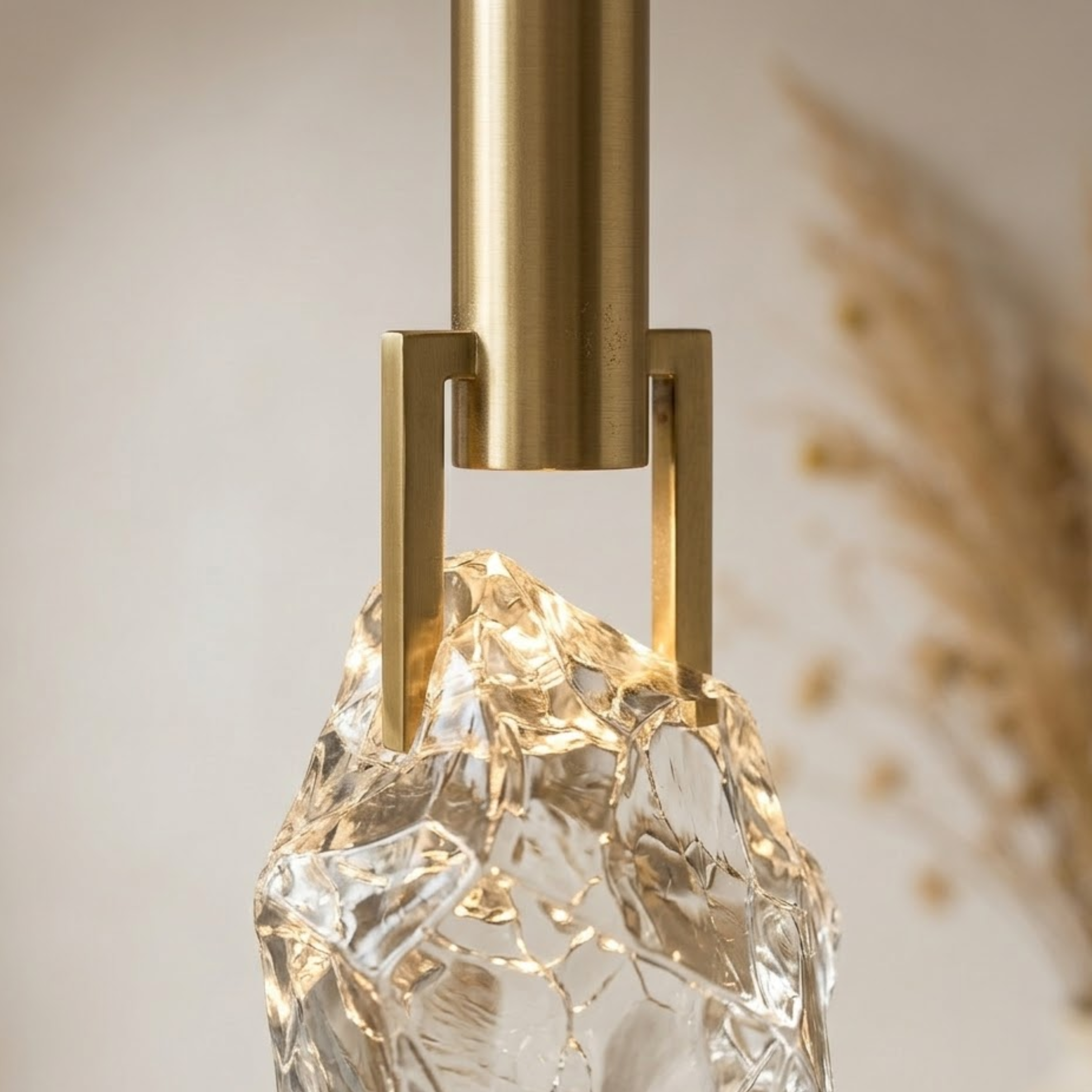 Modern Crystal Stone Mini Pendant Light in Black or Gold