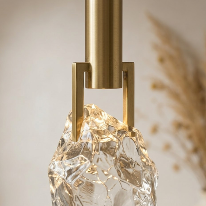 Modern Crystal Stone Mini Pendant Light in Black or Gold