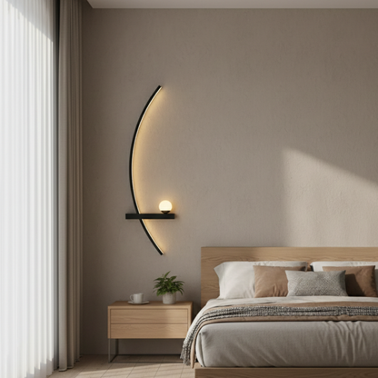 Modern Curved LED Wall Sconce Set Of 2 Dimmable Bedside Wall Light
