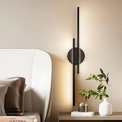 Modern Disc and Linear Rod LED Wall Light Minimalist Metal Wall Sconce