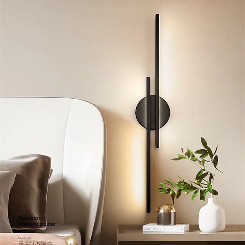 Modern Disc and Linear Rod LED Wall Light Minimalist Metal Wall Sconce