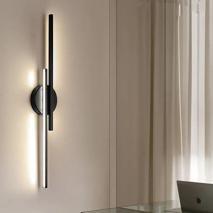 Modern Disc and Linear Rod LED Wall Light Minimalist Metal Wall Sconce