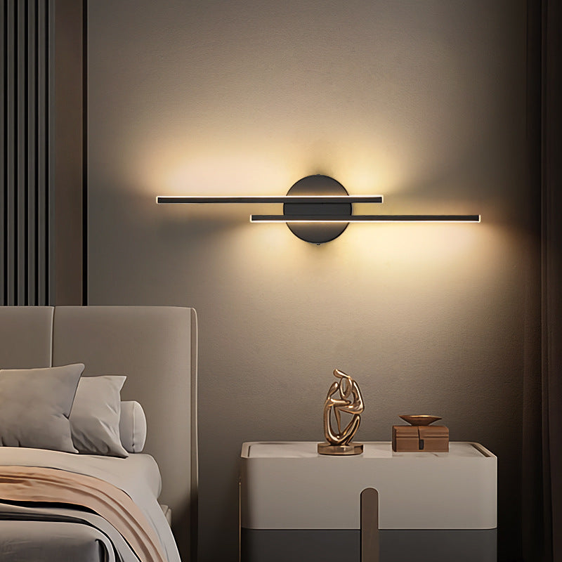 Modern Disc and Linear Rod LED Wall Light Minimalist Metal Wall Sconce