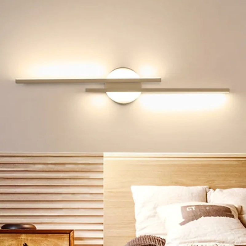 Modern Disc and Linear Rod LED Wall Light Minimalist Metal Wall Sconce