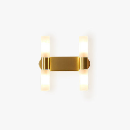 Modern Gold Cylindrical LED Vanity Wall Light With Frosted Acrylic Shades