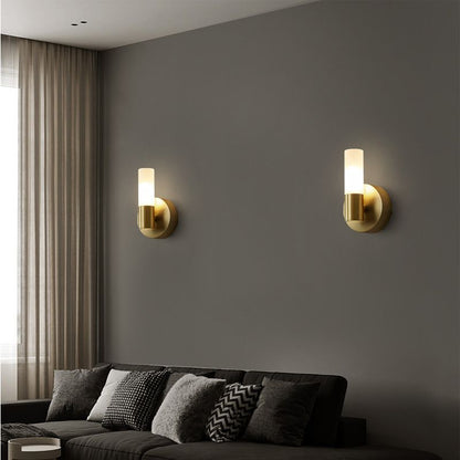 Modern Gold Cylindrical LED Vanity Wall Light With Frosted Acrylic Shades