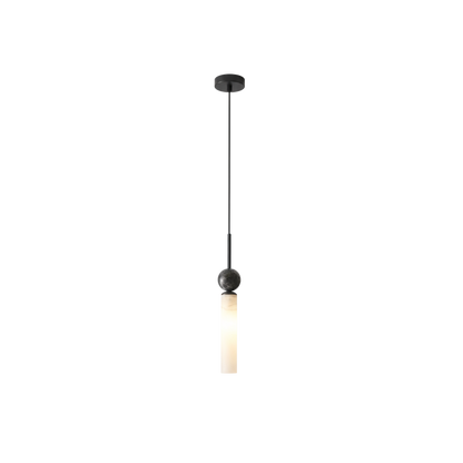 Modern Marble Cylinder LED Pendant Light with Sphere Detail