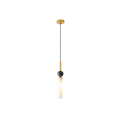 Modern Marble Cylinder LED Pendant Light with Sphere Detail