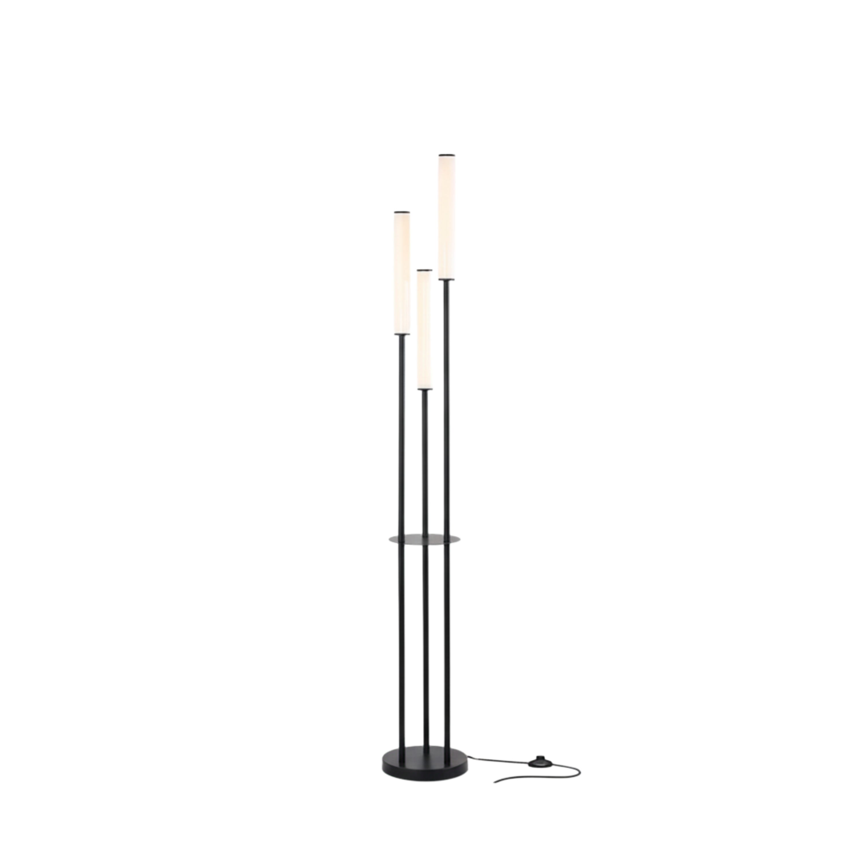 Modern Minimalist Black Aluminium Three Light Dimmable LED Floor Lamp With Remote Control