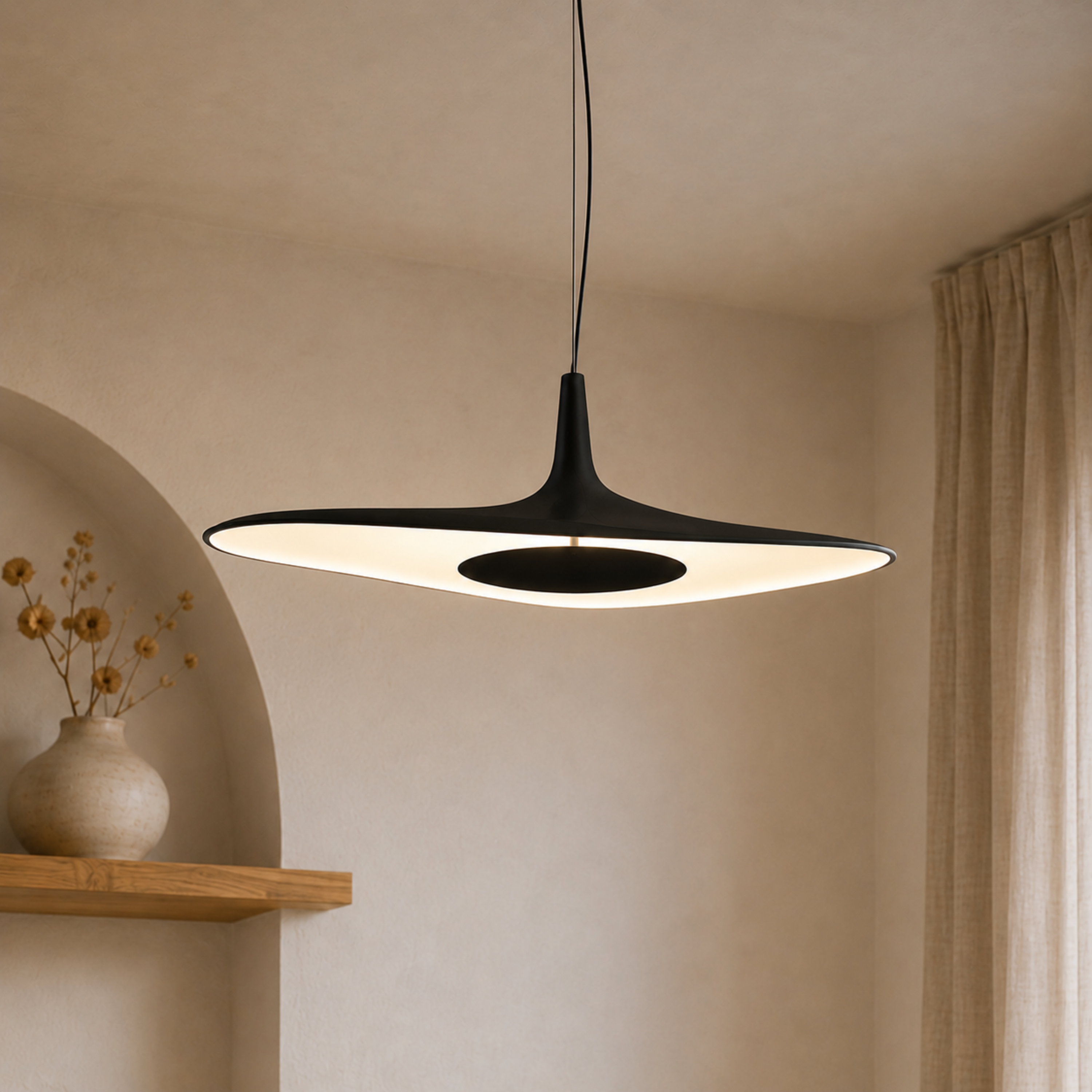 Modern Minimalist Irregular Wavy Disc Pendant Ceiling Light