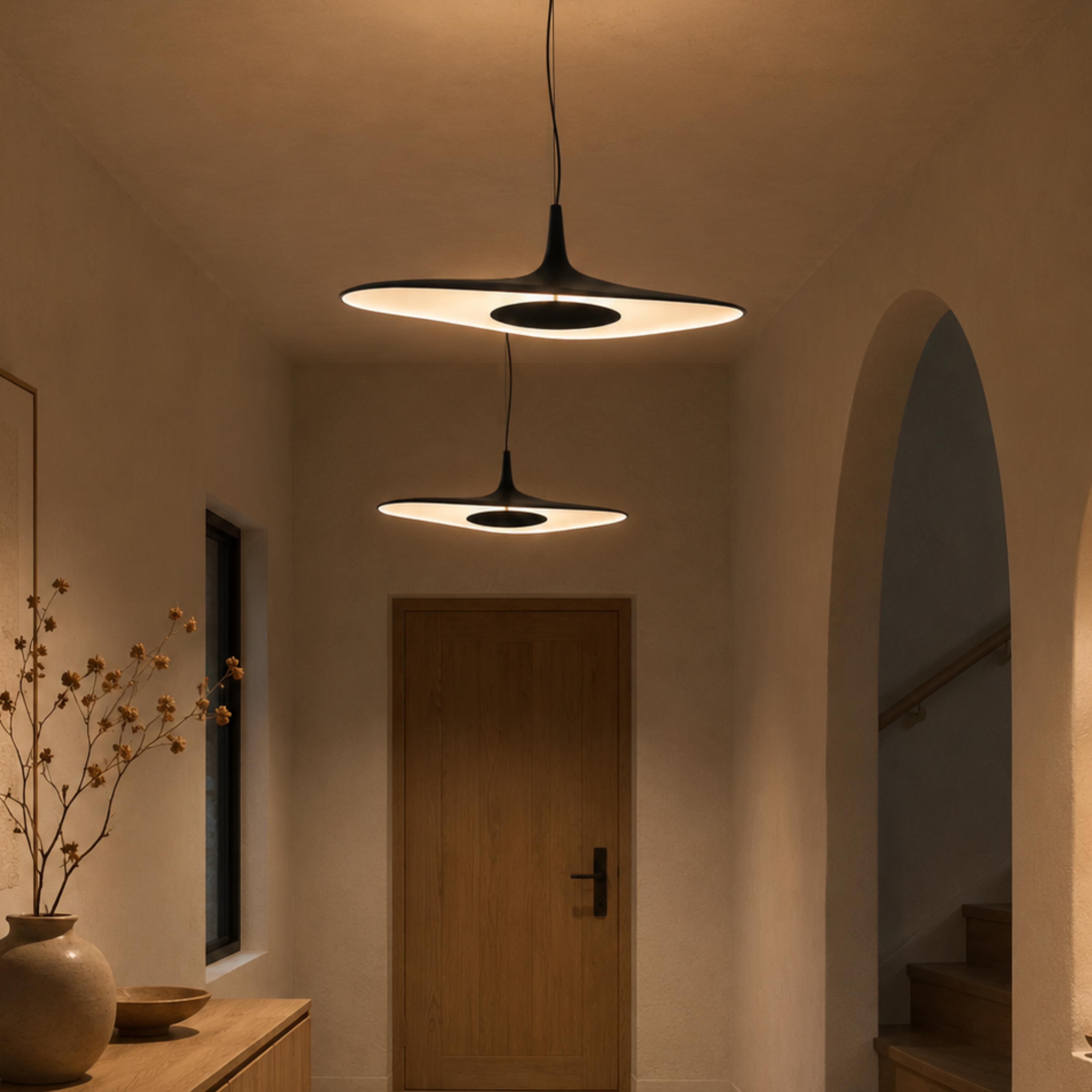 Modern Minimalist Irregular Wavy Disc Pendant Ceiling Light