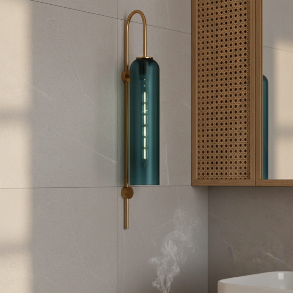 Modern Tinted Glass Cylinder Wall Light Gold Wall Sconce