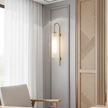 Modern Tinted Glass Cylinder Wall Light Gold Wall Sconce