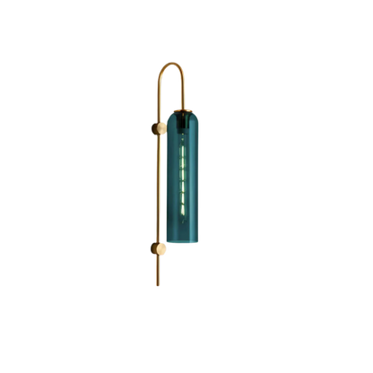 Modern Tinted Glass Cylinder Wall Light Gold Wall Sconce