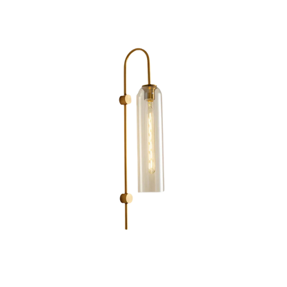 Modern Tinted Glass Cylinder Wall Light Gold Wall Sconce