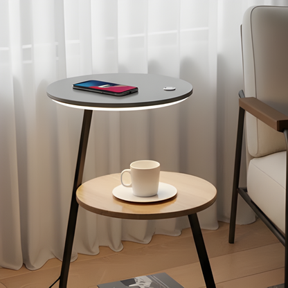 Modern Two Tier LED Side Table With Coated Steel Frame