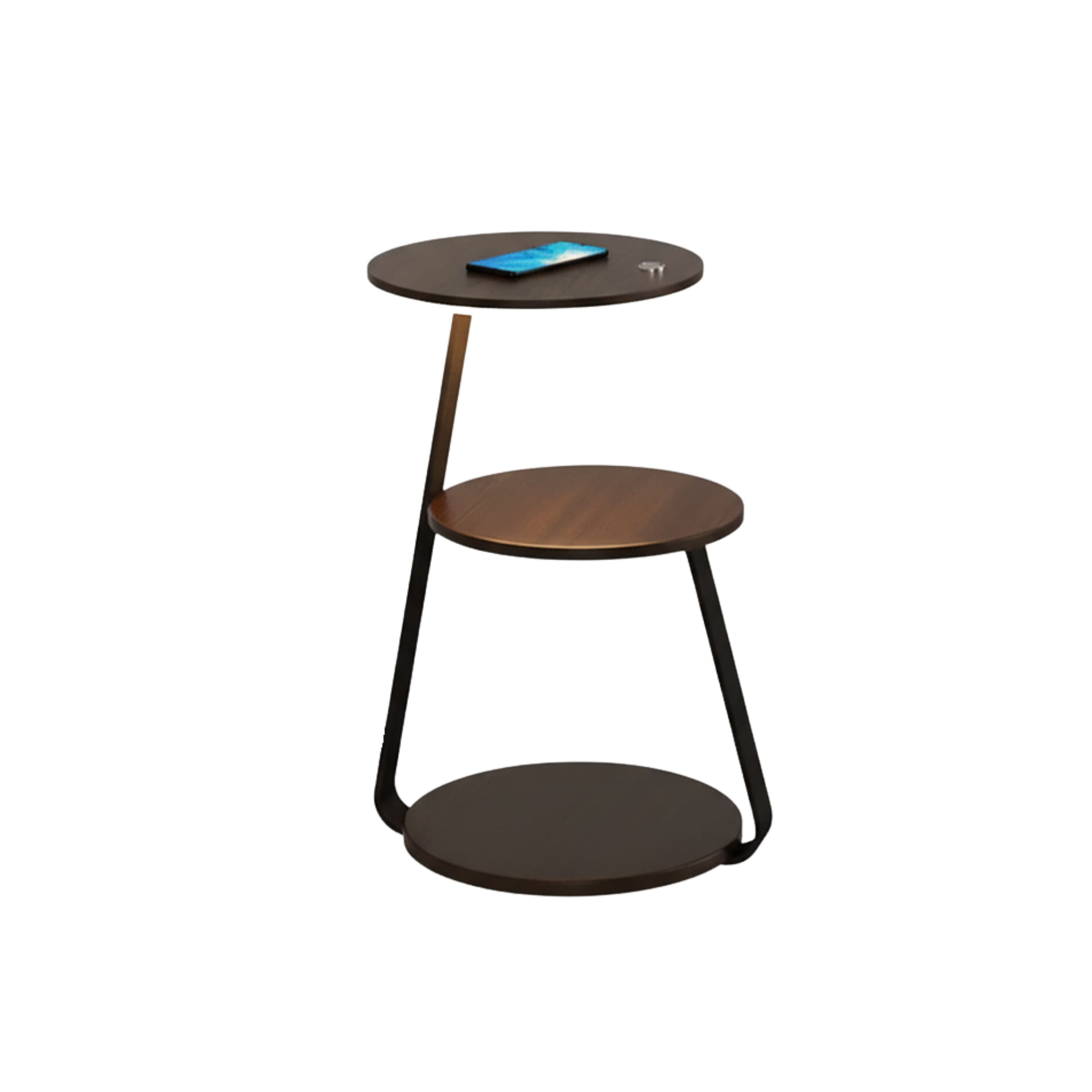 Modern Two Tier LED Side Table With Coated Steel Frame