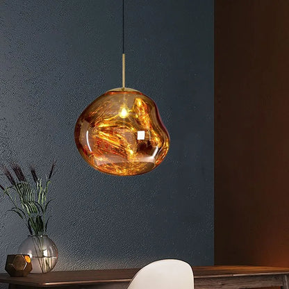 Molten Melt Effect Pendant Light Amber Red Smoke Grey Ceiling Light