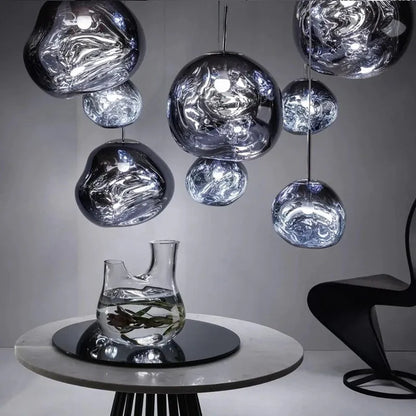 Molten Melt Effect Pendant Light Amber Red Smoke Grey Ceiling Light