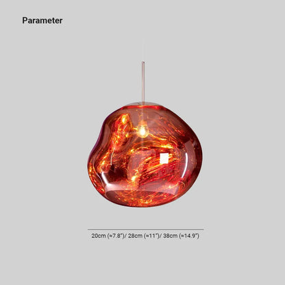 Molten Melt Effect Pendant Light Amber Red Smoke Grey Ceiling Light