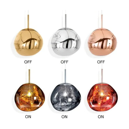 Molten Melt Effect Pendant Light Amber Red Smoke Grey Ceiling Light
