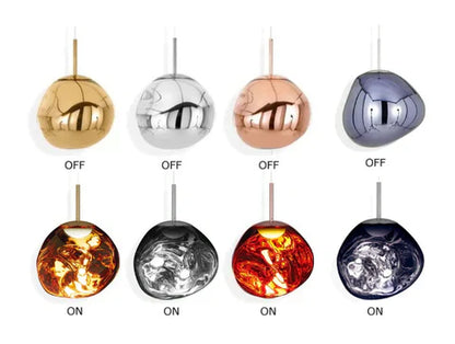 Molten Melt Effect Pendant Light Amber Red Smoke Grey Ceiling Light