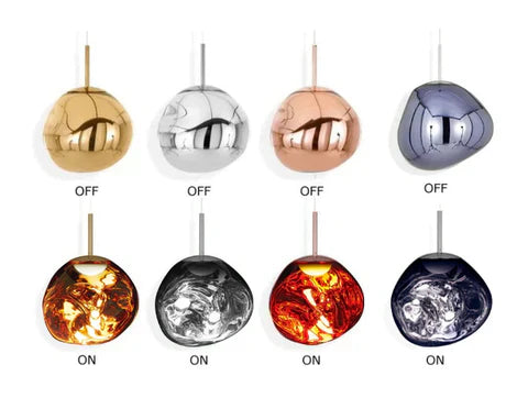 Molten Melt Effect Pendant Light Amber Red Smoke Grey Ceiling Light