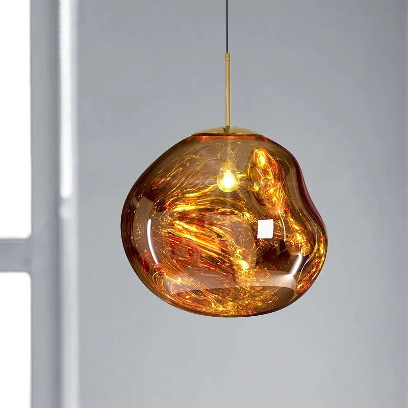 Molten Melt Effect Pendant Light Amber Red Smoke Grey Ceiling Light