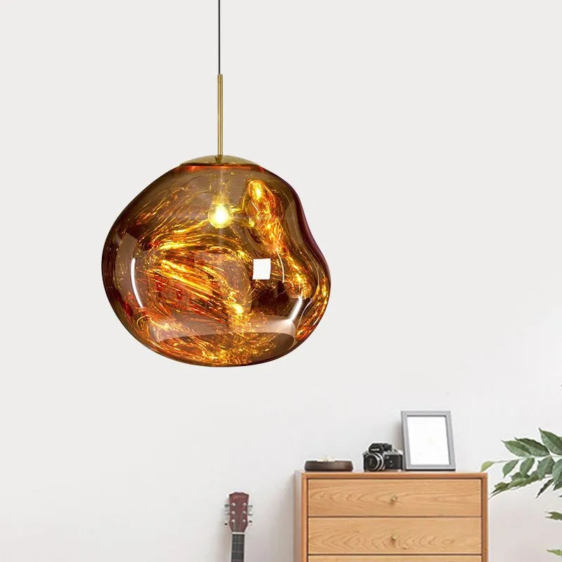 Molten Melt Effect Pendant Light Amber Red Smoke Grey Ceiling Light