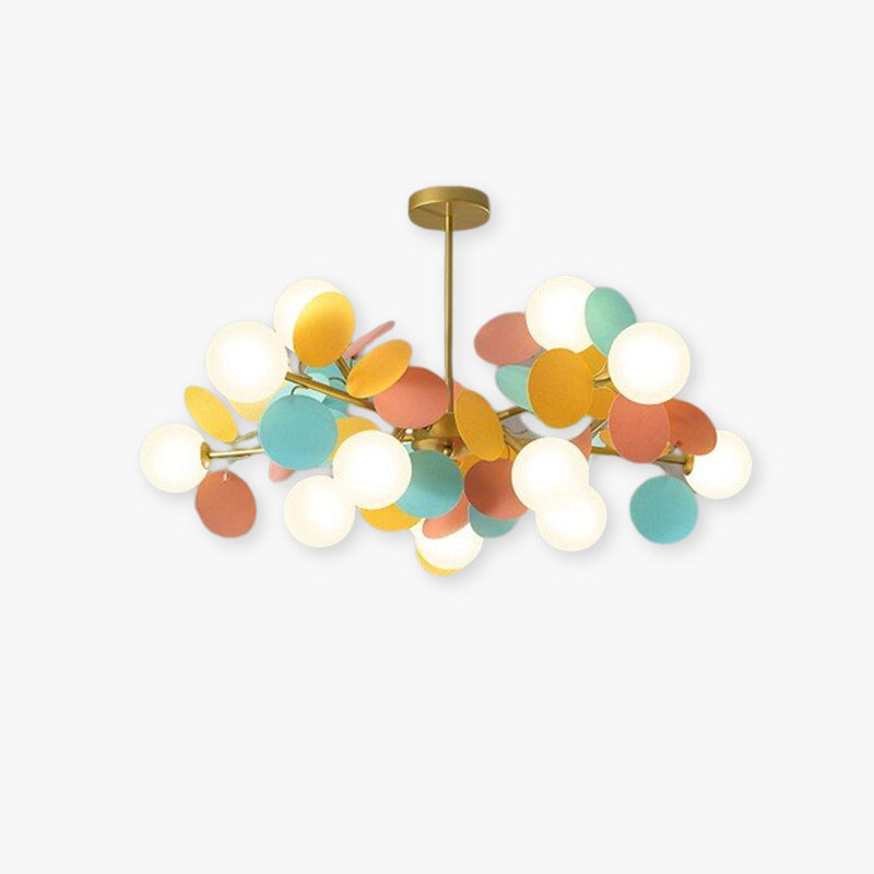 Multicolour Glass Globe Branch Chandelier Botanical Living Room Ceiling Light
