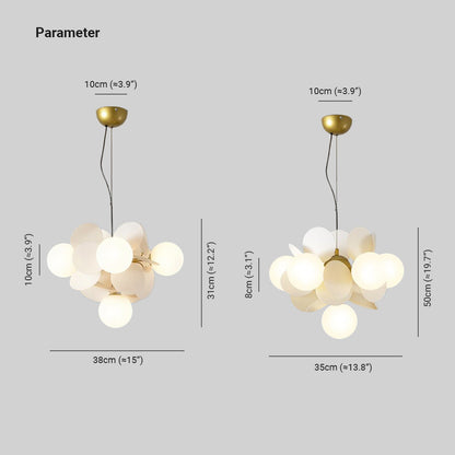Multicolour Glass Globe Branch Chandelier Botanical Living Room Ceiling Light