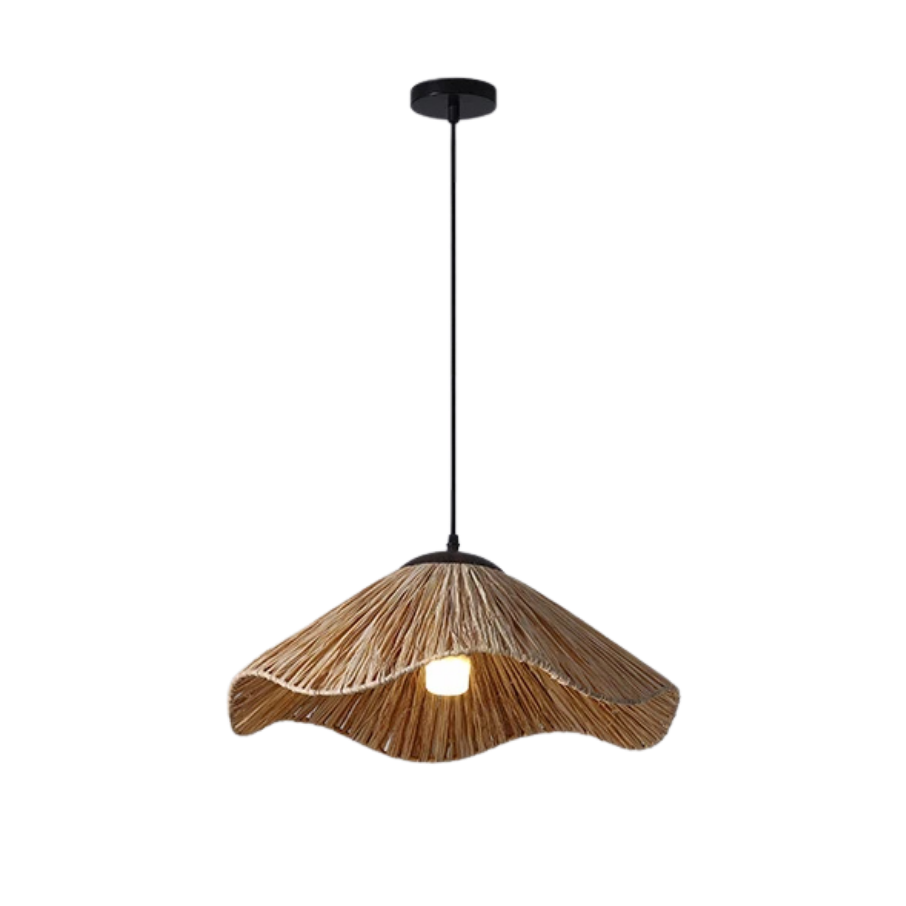 Natural Boho Woven Grass Straw Hat Pendant Light
