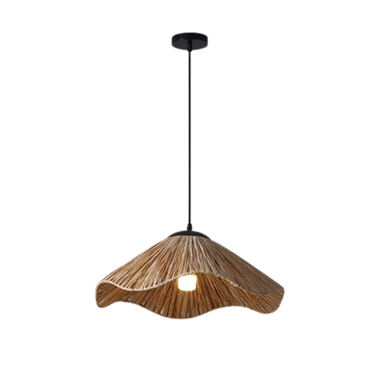 Natural Boho Woven Grass Straw Hat Pendant Light