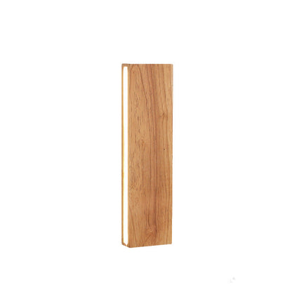 Natural Wood Rectangular LED Wall Sconce Japandi Minimalist Bedside Wall Light