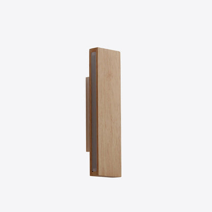 Natural Wood Rectangular LED Wall Sconce Japandi Minimalist Bedside Wall Light