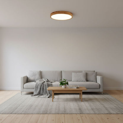 Nordic Solid Wood Round Minimalist LED Flush Mount Ceiling Light