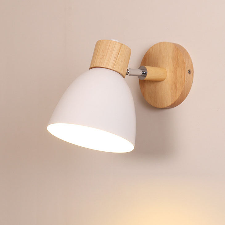 Nordic Wood And Metal Cone Adjustable Wall Light