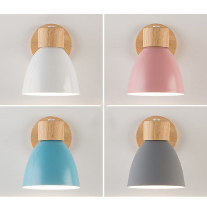 Nordic Wood And Metal Cone Adjustable Wall Light