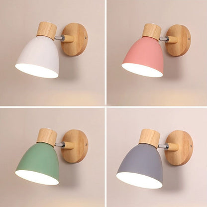 Nordic Wood And Metal Cone Adjustable Wall Light