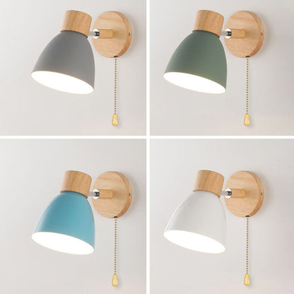 Nordic Wood And Metal Cone Adjustable Wall Light