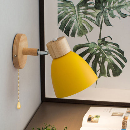 Nordic Wood And Metal Cone Adjustable Wall Light