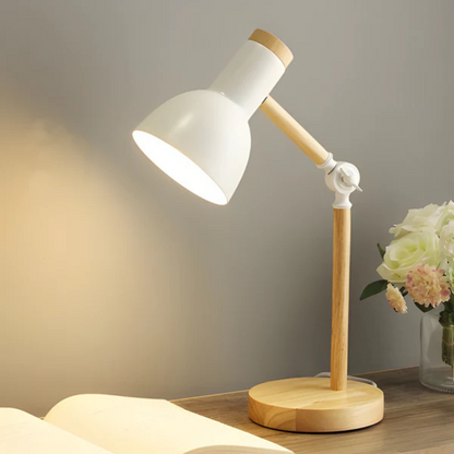 Nordic Wooden Adjustable Arm Desk Table Lamp