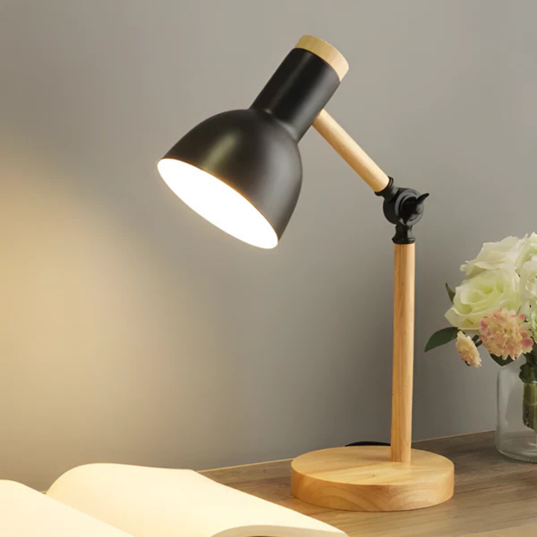 Nordic Wooden Adjustable Arm Desk Table Lamp
