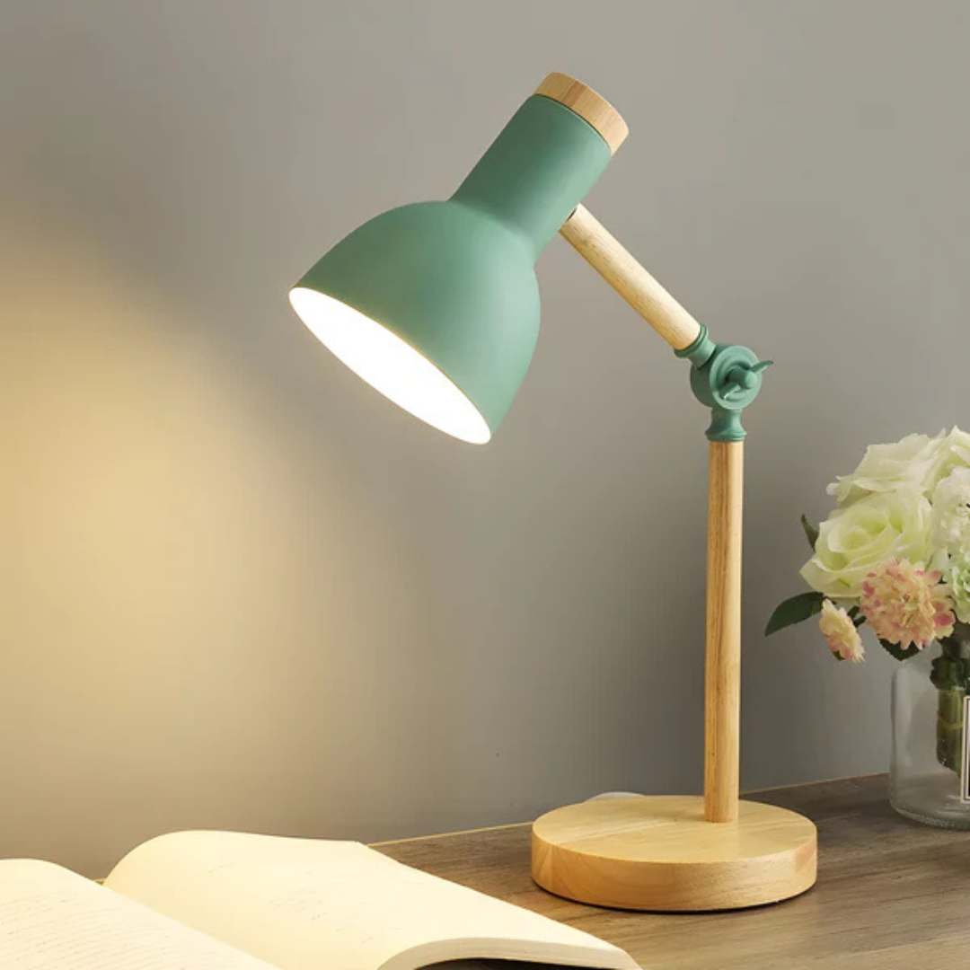 Nordic Wooden Adjustable Arm Desk Table Lamp