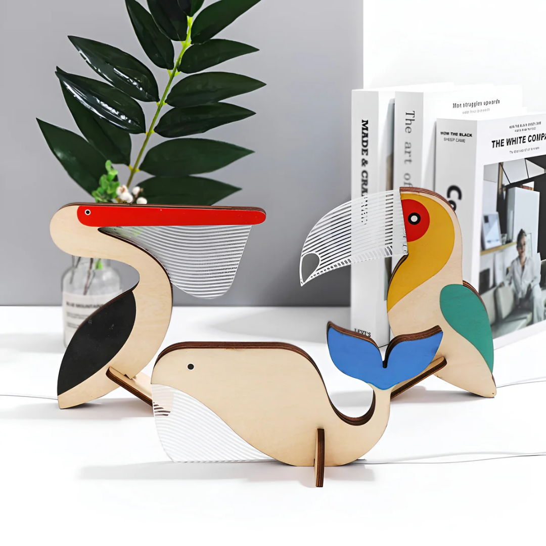 Nordic Wooden Animal Table Lamp USB Powered Warm White LED