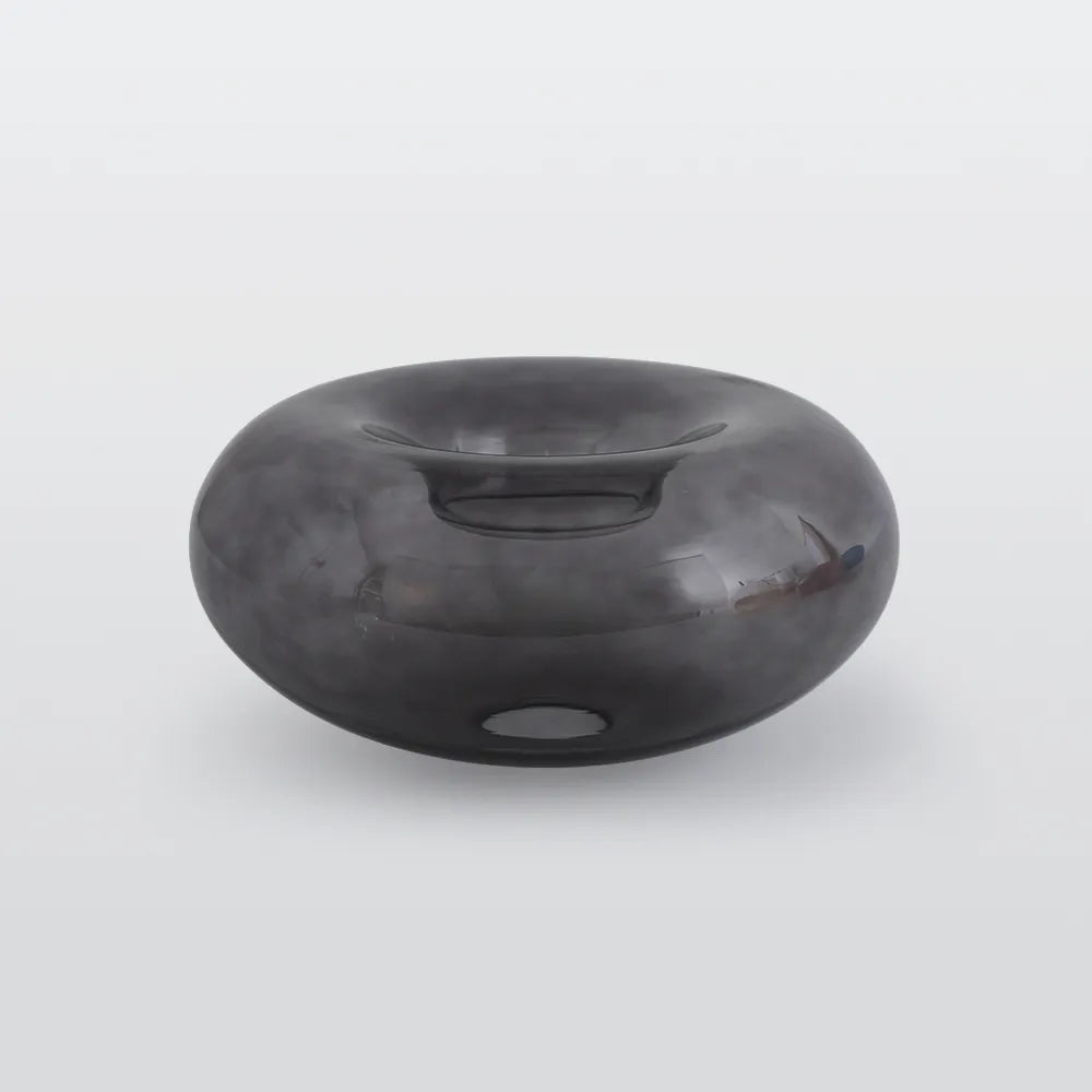 Oval Tinted Glass Flush Mount Ceiling Light Black Metal Fixture Art Deco