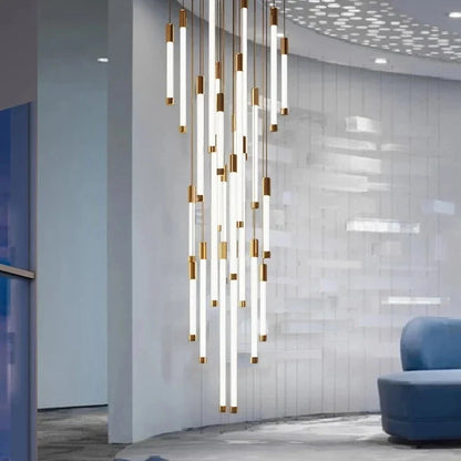Atia Modern Long Chandelier For Staircase Black/Gold/Silver