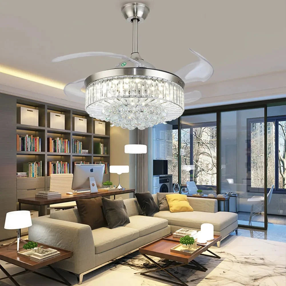 Feriya 42" Crystal Fandelier Ceiling Fan - Gold&Silver