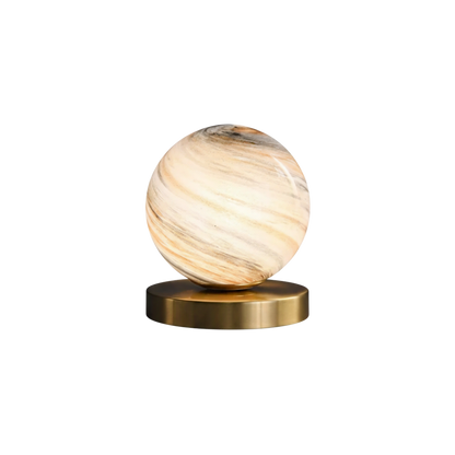 Planet Glass Globe Table Lamp Copper Base Warm White LED Bedside Lamp